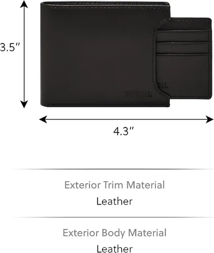 Miniatura 9 de Fossil Cartera de cuero plegable deslizante 2 en 1 con funda extraíble para tarjetas para hombres
