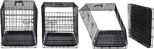 Miniatura 6 de DONORO Jaulas para Perros de Tamaño Pequeño para Interiores con Doble Puerta, Perreras y Casas para Cachorros y Gatos, Jaulas de Metal Plegables