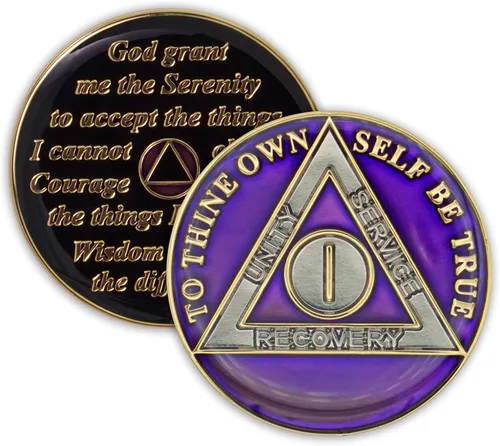Miniatura 8 de Moneda de sobriedad de 1 año Ficha de aniversario de recuperación de chip AA Triplate (negro)