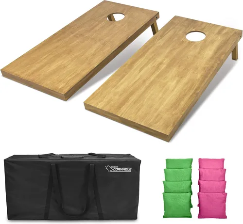 Miniatura 76 de GoSports 4 ft x 2 ft Regulation Size Wooden Cornhole Boards Set with Light Brown Finish - Includes Carrying Case and Bean Bags Negro- gris
