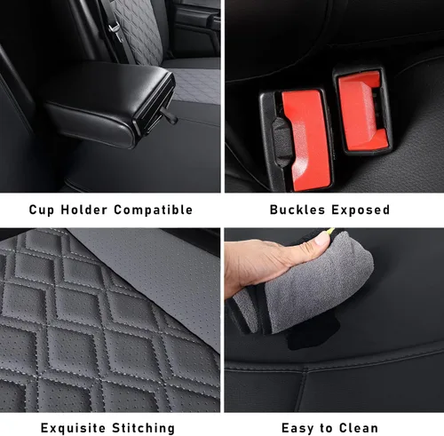 Miniatura 5 de Fundas de asiento de camión compatibles con Ford F-150 2009-2025 XL XLT Lariat King Ranch Platinum Tremor Pickup, protector de cojín de piel