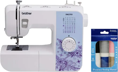 Miniatura 8 de Máquina de coser Brother XM2701 liviana, con todas las funciones, con 27 puntos, función automática para hacer ojales en 1 paso, 6 pies de costura