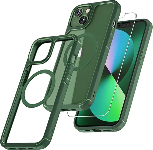 Miniatura 28 de TAURI Funda magnética 2 en 1 transparente para iPhone 14 Pro, compatible con Magsafe [no amarillenta] con protector de pantalla, protección de grado