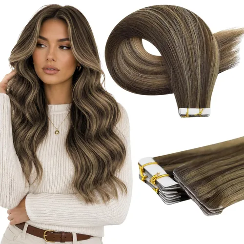 Miniatura 11 de Full Shine Invisi Edge - Extensiones de cabello con cinta adhesiva invisible de 36 cm, color 1 negro, máquina Remy, extensiones de cabello humano