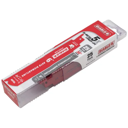 Miniatura 9 de Paquete de 25 unidades de hojas para sierra recíproca de 6 pulgadas, 14/18 TPI, bimetálicas, de desmontaje automático, Diablo Steel Demon
