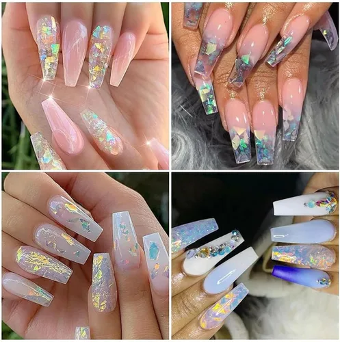 Miniatura 3 de 12 rejillas de lentejuelas de uñas con purpurina, lentejuelas de uñas de acrílico 3D holográficas, copos de uñas de sirena irregulares, lentejuelas