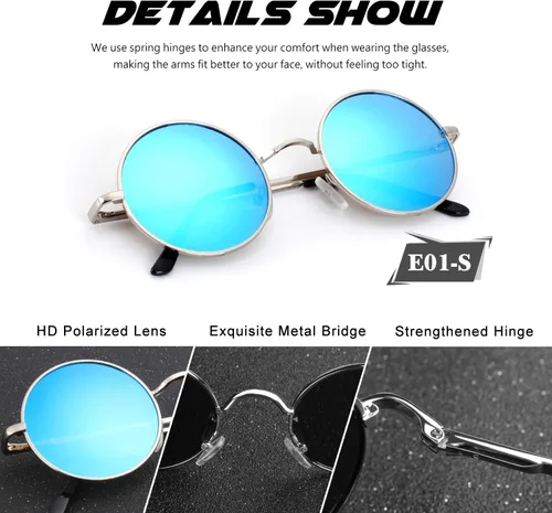 Miniatura 77 de CGID Gafas de sol unisex polarizadas redondas E01 Lennon