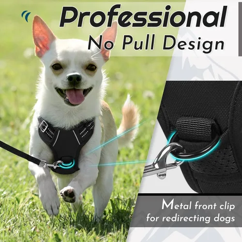 Miniatura 3 de Eagloo Arnés para perro pequeño, sin tirones, chaleco de servicio con tiras reflectantes y asa de control, ajustable y cómodo para caminar, arnés
