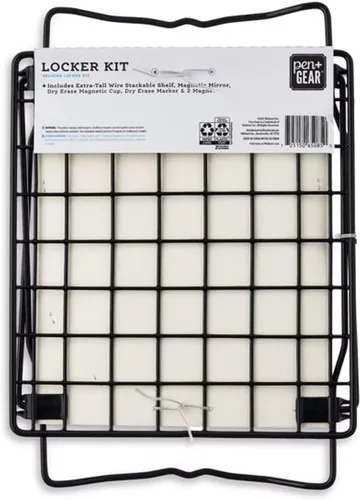 Miniatura 5 de Accesorios magnéticos para casillero con decoración de armario: estante de 12 pulgadas de alto, espejo, pizarra blanca, 6 imanes de metal Gris: Kit