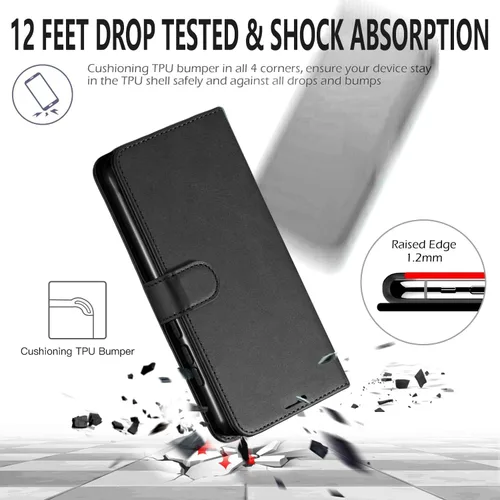 Miniatura 7 de STARSHOP Funda compatible con Samsung Galaxy S22 Ultra, de piel sintética, a prueba de golpes, con ranuras para tarjetas de crédito y cierre Oscuro