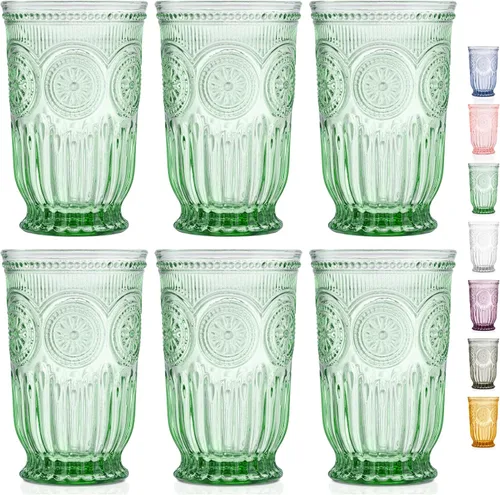 Juego de 6 vasos altos verdes de 10 onzas