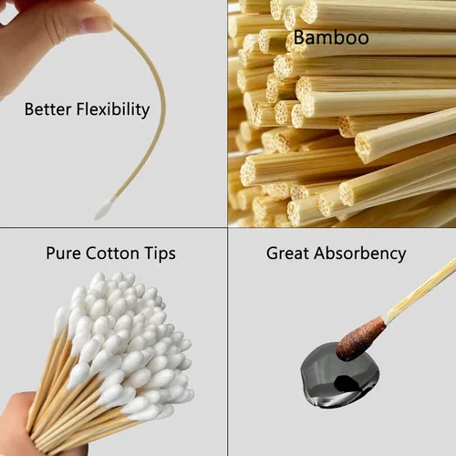 Miniatura 3 de Parches cuadrados de limpieza de pistolas de 2 x 2 pulgadas y hisopos de limpieza de bambú de 6 pulgadas de largo para kit de mantenimiento
