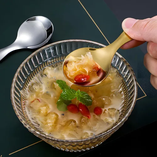 Miniatura 4 de 5 cucharas de mango corto, mini cucharas de acero inoxidable, cuchara redonda gruesa para condimentos de sal, postre, té, café (negro)