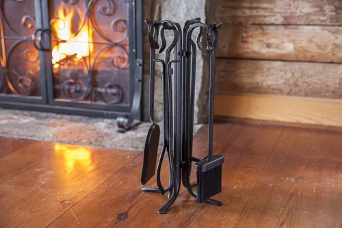Miniatura 6 de Juego de utensilios para chimenea forjados a mano de tamaño compacto