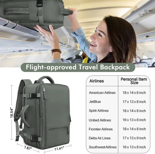 Miniatura 3 de Rinlist - Mochila para computadora portátil de viaje, mochila de cabina para hombres y mujeres, aprobada para vuelos, mochila escolar universitaria