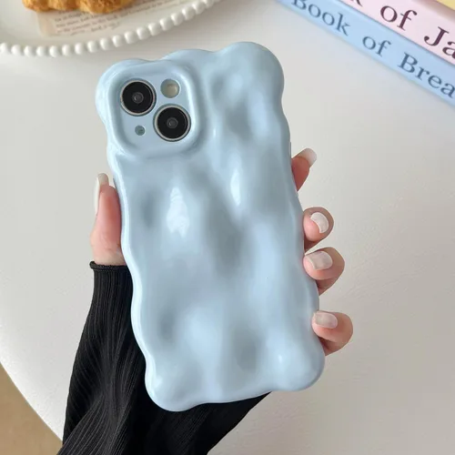 Miniatura 3 de XIZYO Funda para iPhone 13 de 6.1 pulgadas, bonito patrón de ondas, estético, 3D, rizado, ondulado, chapado en purpurina, para mujeres y niñas, Azul