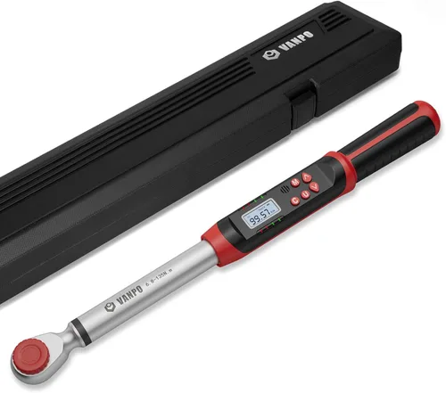 Miniatura 8 de VANPO Llave dinamométrica digital de 1/2 pulgada, 12.5-250.8 ft-lb/17-340Nm, llave dinamométrica electrónica con zumbador e indicador LED, precisa