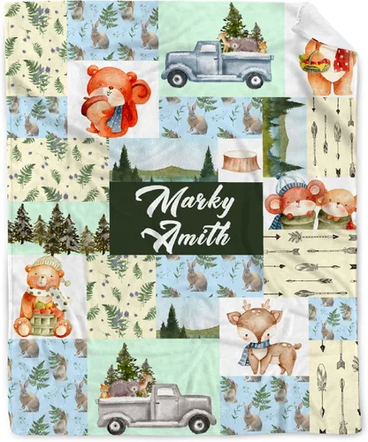 Miniatura 20 de Manta de bebé personalizada con estampado de vaca, nombre personalizado, manta de cumpleaños para recién nacido, manta de recepción para niño