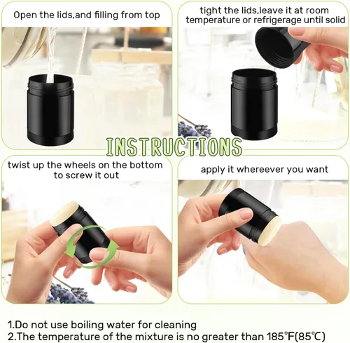 Miniatura 5 de 15 piezas de recipientes vacíos de plástico para desodorante con tapón de rosca, tubos de desodorante DIY, tubos de bálsamo labial rellenables