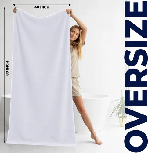 Miniatura 213 de DAN RIVER Paquete de 2 sábanas de baño de 35x70 pulgadas, sábanas de baño jumbo acanaladas para adultos, toallas grandes gruesas y absorbentes