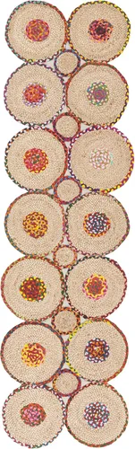 Miniatura 2 de SAFAVIEH Cape Cod Collection - Alfombra de pasillo, 2 pies 3 pulgadas x 8 pies, color rojo y natural, hecho a mano, bohemio trenzado de yute