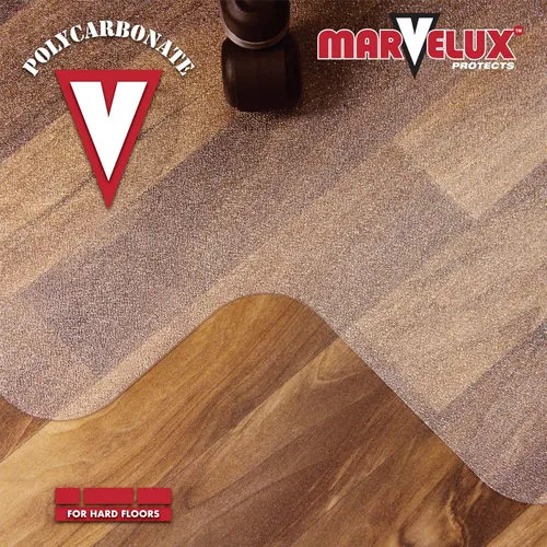 Miniatura 3 de Marvelux Alfombrilla de policarbonato resistente para silla de oficina para suelos de madera dura de 47 x 53 pulgadas Protector de piso duro