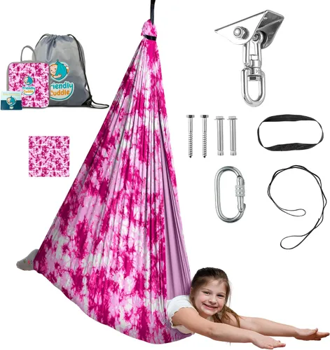 Miniatura 14 de Columpio sensorial de interior para niños o exterior – Soporta 300 libras, doble capa y giro de 360°, columpio hamaca de terapia de compresión