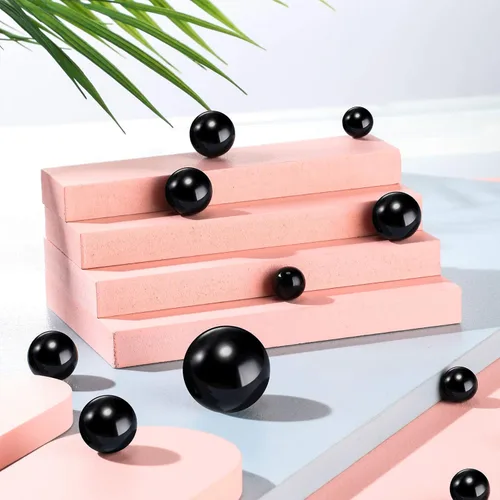 Miniatura 6 de Hicarer 120 cuentas de perlas para jarrón para centros de mesa, soporte para brochas de maquillaje, cuentas de imitación redondas surtidas para Negro