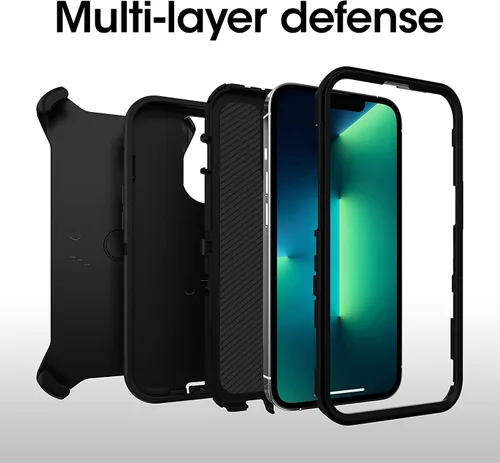 Miniatura 5 de OtterBox Funda para iPhone 13 Pro (solamente) Defender Series, color negro, resistente y duradero, con protección de puerto, incluye soporte de clip