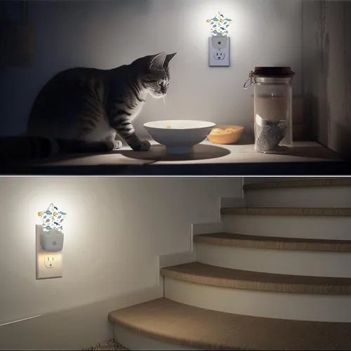 Miniatura 7 de Luces Nocturnas de Dinosaurio de Dibujos Animados que se Enchufan en la Pared, Lámpara Inteligente con Sensor de Anochecer a Amanecer para Dino