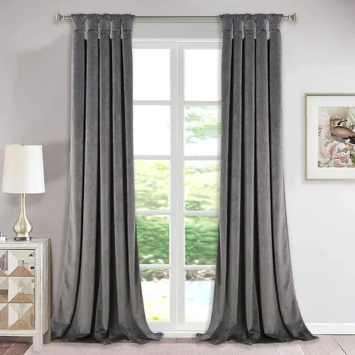 StangH Cortinas de terciopelo gris de 84 pulgadas – Cortinas opacas con diseño de pestaña giratoria para decoración de ventana de sala de