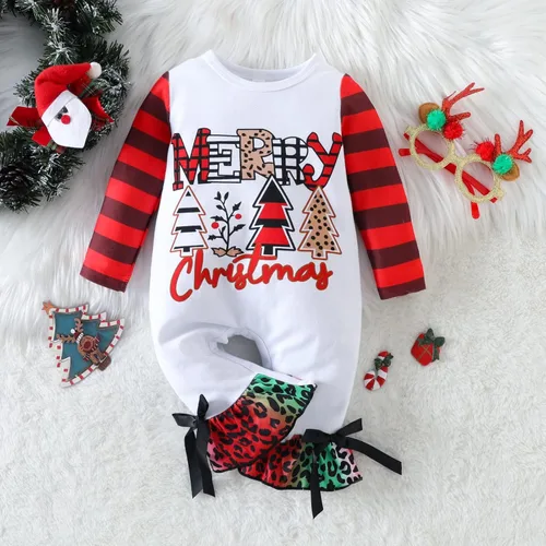Miniatura 3 de Mameluco de Navidad de manga larga con volantes para niñas