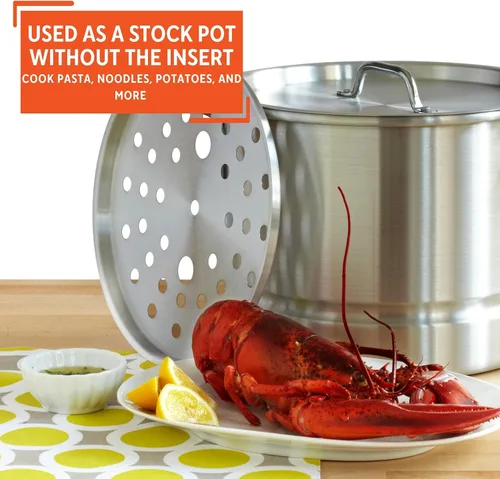 Miniatura 6 de IMUSA - Juego de vaporera de aluminio de dos piezas, 28Qt y 10Qt, plateado