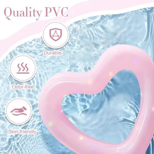 Miniatura 2 de Inflatable Heart Pool Float, Sweet Love Swim Rings Float Loungers Tube for Summer Water Fun Beach Party Toys for Adults