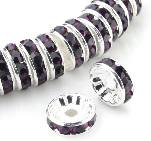 Miniatura 27 de RUBYCA - 100 unidades de espaciadores redondos y ondulados de cristal checo de alta calidad en tono plateado, Cristal, 10mm