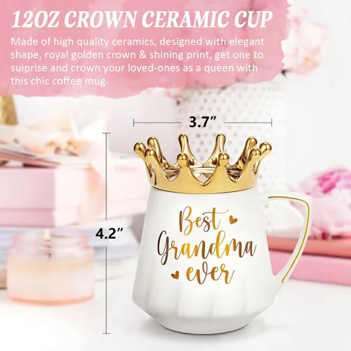 Miniatura 4 de Regalos para abuela Regalos de Navidad para abuela de nietos nietas, la mejor abuela de siempre Taza de café cerámica de abuela Taza de té de 12