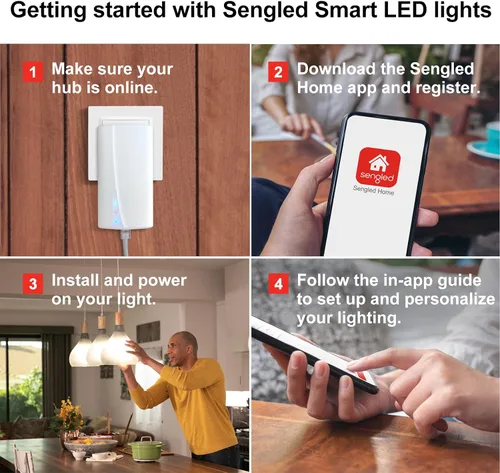 Miniatura 16 de Sengled Smart Home Hub Z01-hub, bombillas inteligentes Zigbee Smart Products usadas, compatibles con Alexa, Google Assistance, blanco, 1 paquete