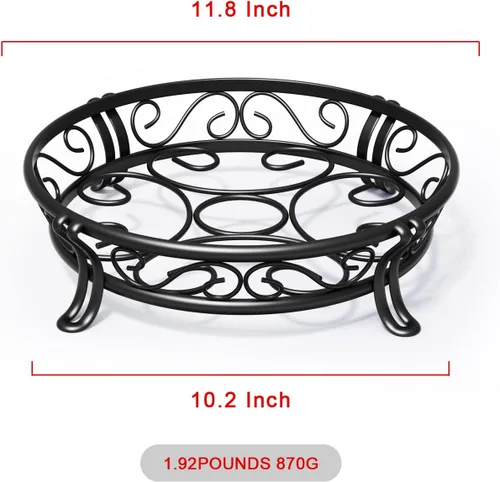 Miniatura 9 de Yimobra Soporte de metal para plantas de exterior e interior, soporte resistente para macetas de hierro forjado a prueba de óxido, soporte redondo