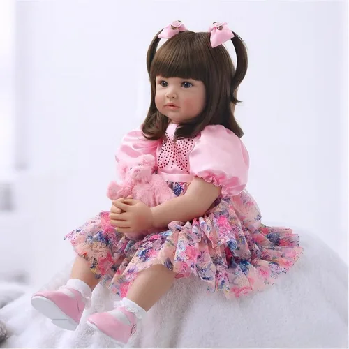 Miniatura 3 de iCradle Muñecas Reborn de 24 pulgadas y 23.6 in de vinilo de silicona suave hechas a mano similar a la moda realista muñeca recién nacida juguete