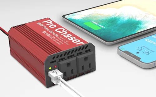 Miniatura 4 de Pro Chaser Inversores de Potencia de 400W para Vehículos - Convertidor Inversor de Coche de CC 12v a 110v CA, USB-A, Puertos USB-C PD 65W, Adaptador