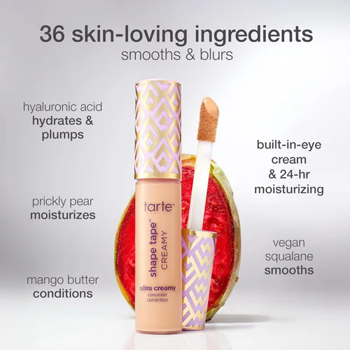 Miniatura 9 de tarte shape tape corrector cremoso – Cobertura completa, hidratante, fórmula de acabado mate natural para debajo de los ojos, ojeras, líneas finas