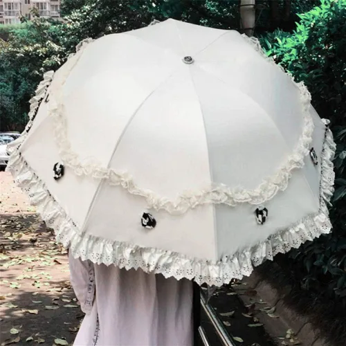 Miniatura 54 de Honeystore Paraguas plegable a prueba de rayos ultravioleta Princess Lace Parasol con cúpula anti-UV