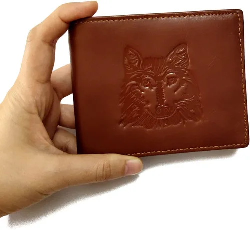 Miniatura 15 de Hombres Cool Eagle Wolf Caballo Totem Cuero Vaca Vertical Cartera Cremallera Multi-tarjeta Titular, Tótem de caballo, Minimalista