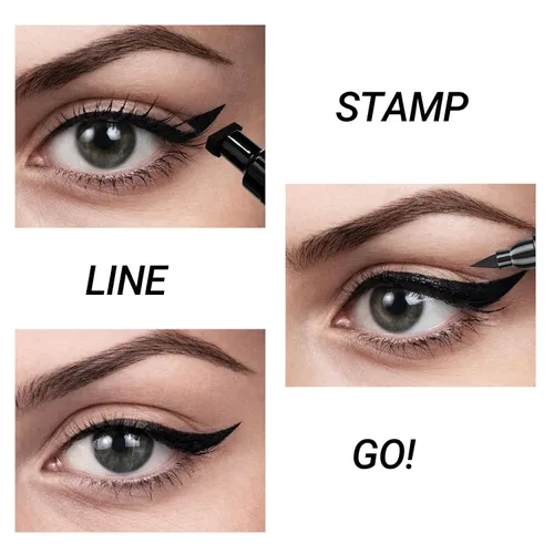 Miniatura 3 de Erinde Sello delineador de ojos con alas, 2 bolígrafos, delineador líquido impermeable y sello para ojos de gato perfectos, herramienta de plantilla