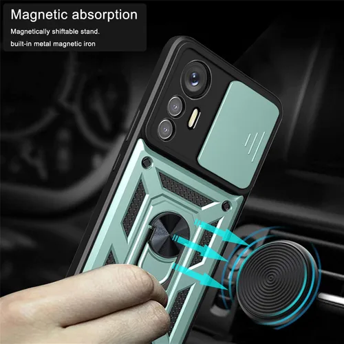 Miniatura 2 de Funda de teléfono para Xiaomi Redmi Note 12S con cubierta de cámara, protección resistente con cubierta de lente deslizante y anillo de dedo de 360°
