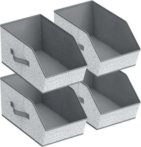 Miniatura 10 de Homsorout Cubos grandes de almacenamiento para armario, con doble asa para ropa, toallas, juguetes, organizadores de estantes para dormitorio