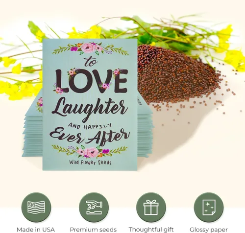 Miniatura 3 de Paquete de semillas de flores silvestres prellenadas para bodas, baby showers, despedidas de soltera, recuerdos de fiesta para invitados con texto