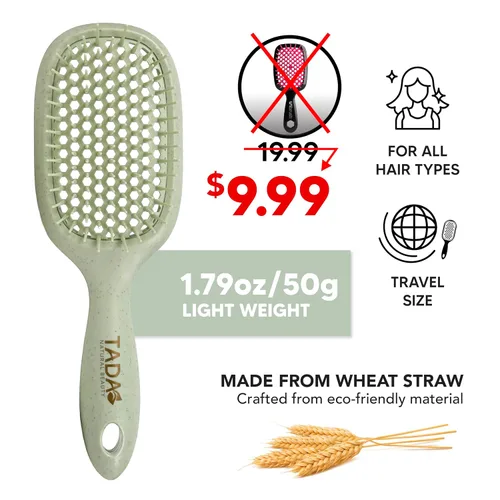 Miniatura 2 de TADA Natural Beauty - Cepillo desenredante para cabello rizado, grueso, ondulado y fino, agujeros de ventilación para secado rápido y peinado
