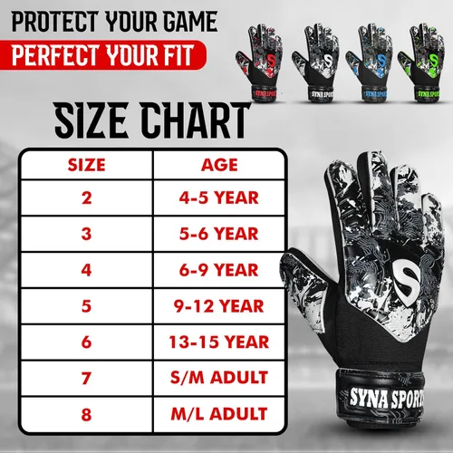 Miniatura 6 de Guantes de portero de fútbol para niños y jóvenes, guantes de portero de fútbol de 0.157 pulgadas (0.157 in), antideslizantes, resistentes, palma