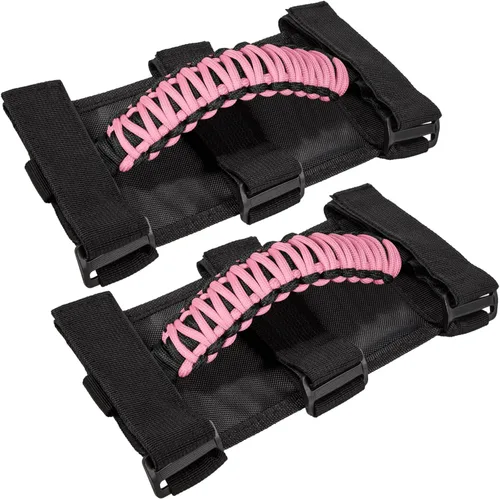 E-cowlboy Asas de Agarre de Barra Antivuelco Manija de Agarre para Jeep Wrangler JK JKU JL JLU TJ YJ Sports Sahara Freedom Rubicon Unlimited Rosa